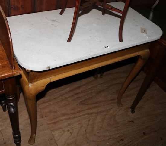Victorian Georgian style marble-topped stained beech side table
